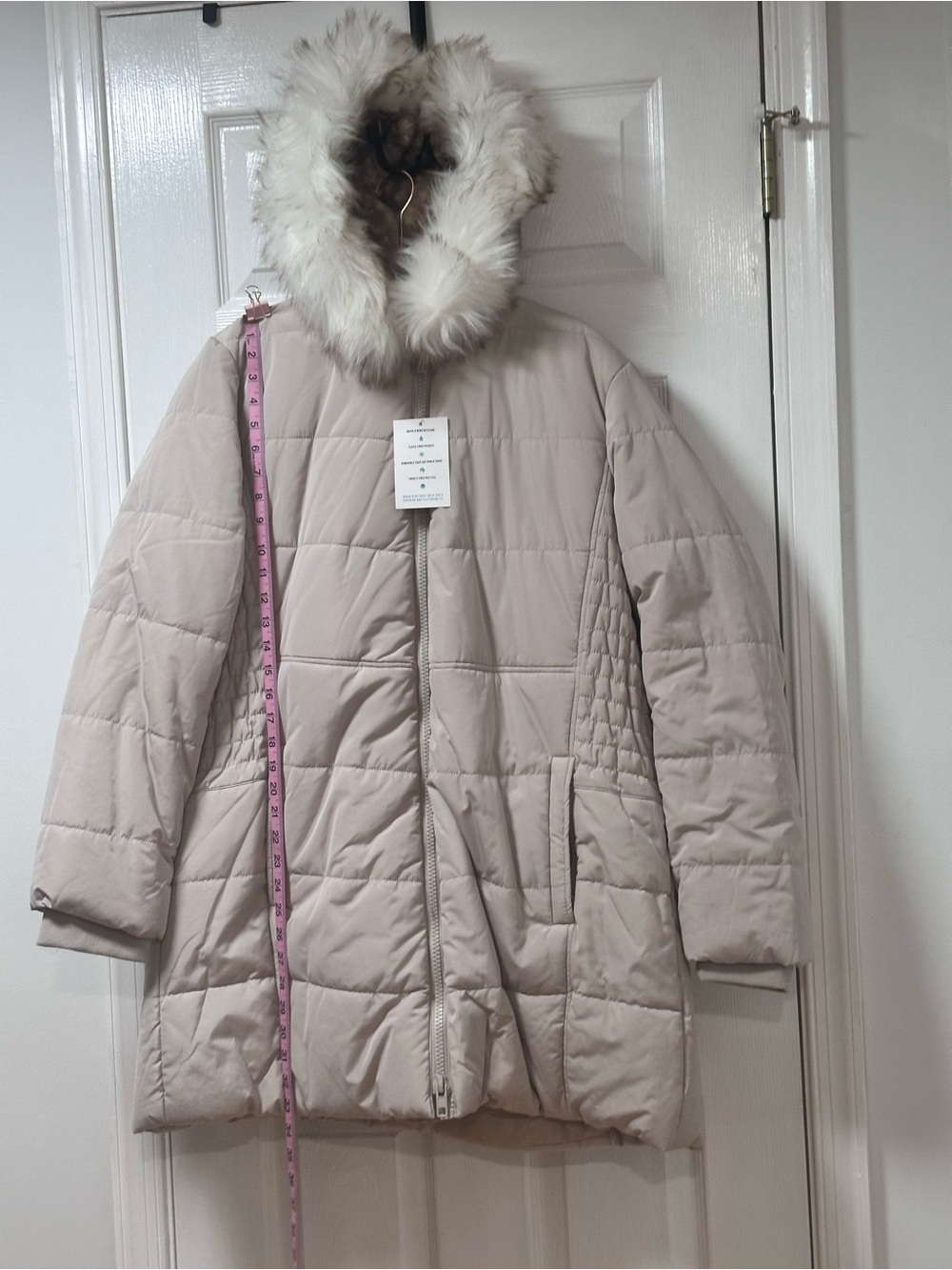 torrid Light Cream Quilted Faux-Fur Hood Puffer Coat
